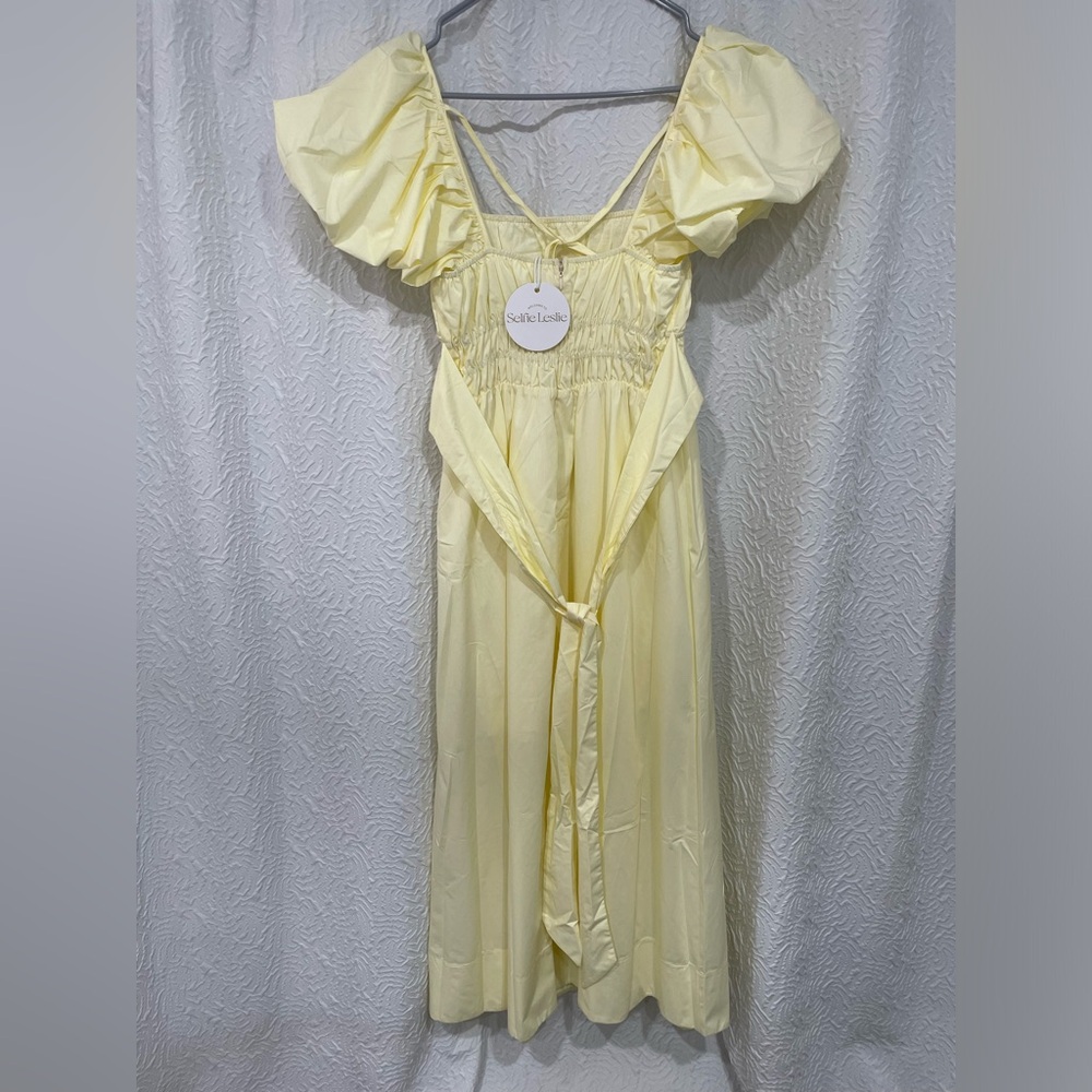 NWT Selfie Leslie Puffed Sleeve Midi Dress size M - Picture 5 of 5